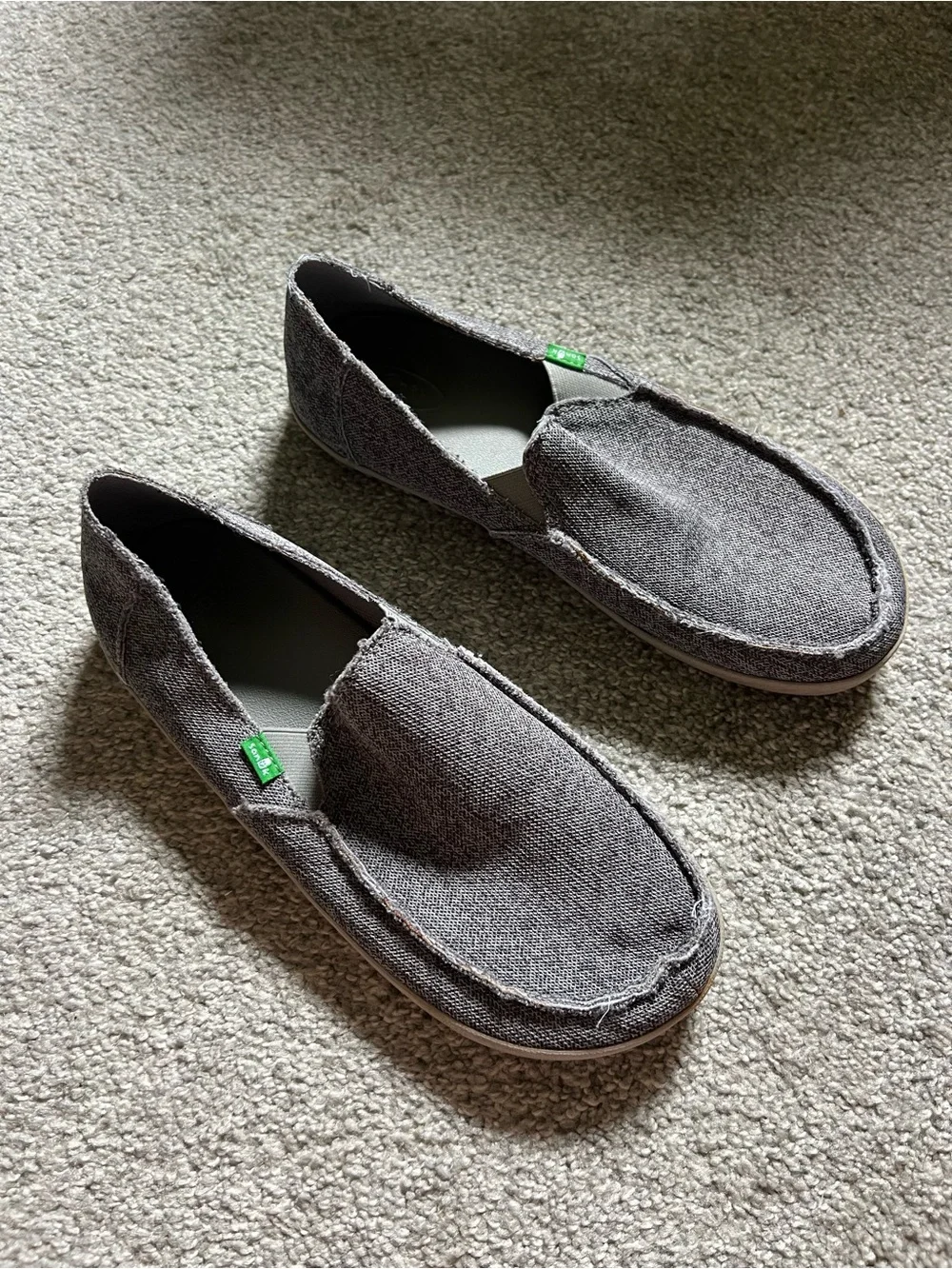 Sanuk Men’s Charcoal Grey Canvas Slip-On Loafers